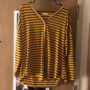 Yellow Striped Button-up Shirt